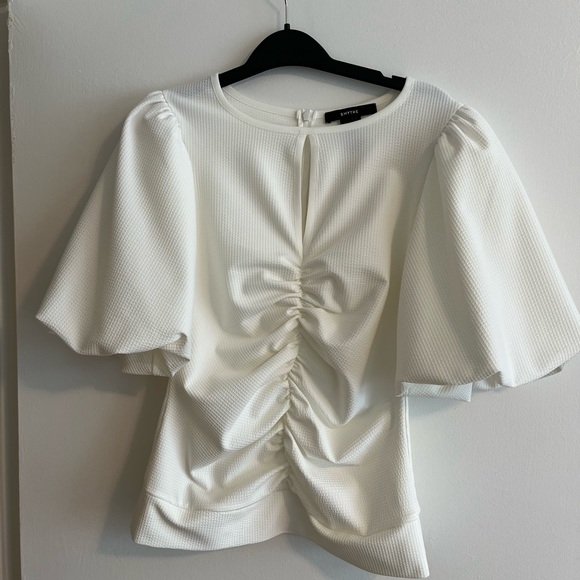 Smythe ruched, puff sleeve top. Size medium. - Picture 3 of 4